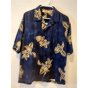 Tommy Bahama Men's Button-Up Shirt - Floral, Size L, 100% Silk, vacation wear